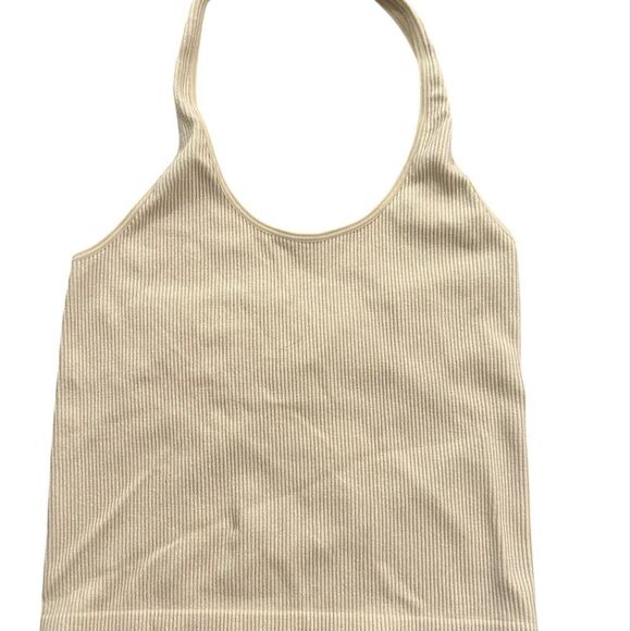 BP Beige Ribbed Halter Top Size Medium Large - Picture 1 of 8